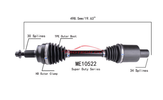 ME10522 CV  CV Axle Assembly Heavy Duty Clamp TPEE Boot  Cold Forging Grinding Process Technology EXTREME Weather Unit